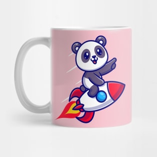 Cute Panda Riding Rocket Cartoon Mug